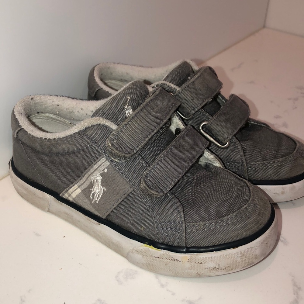 Gray Polo Ralph Lauren boys sneakers size 8.5